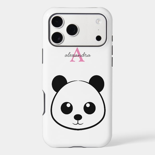 Cute Panda Bear Custom Monogram iPhone Case  (Back)