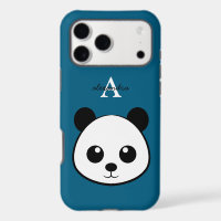 Cute Panda Bear Custom Monogram iPhone Case