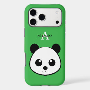 Cute Panda Bear Custom Monogram iPhone Case