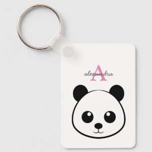 Cute panda bear custom Monogram  Keychain