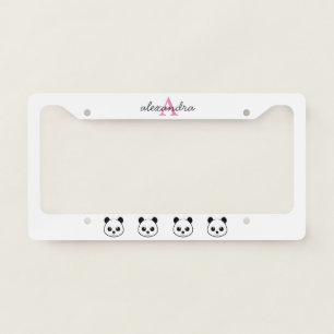 Cute Panda Bear Custom Monogram License Plate  License Plate Frame