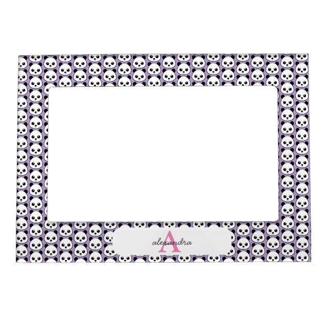 Cute Panda Bear Custom Monogram Magnetic Frame  (Front)