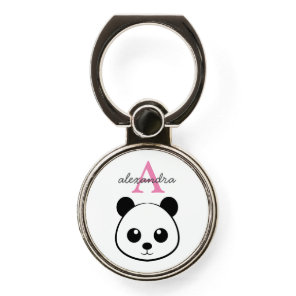 Cute Panda Bear Custom Monogram Phone Ring Stand