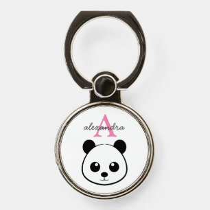 Cute Panda Bear Custom Monogram Phone Ring Stand