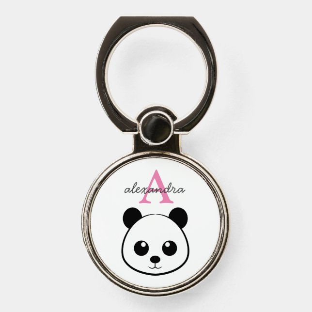 Cute Panda Bear Custom Monogram Phone Ring Stand   (Front)
