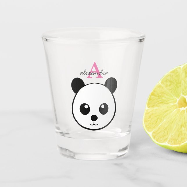 Cute Panda Bear Custom Monogram Shot Glass  (Front)