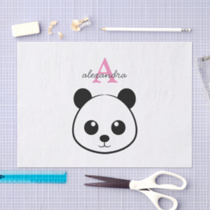 Cute Panda Bear Custom Monogram Tissue Paper