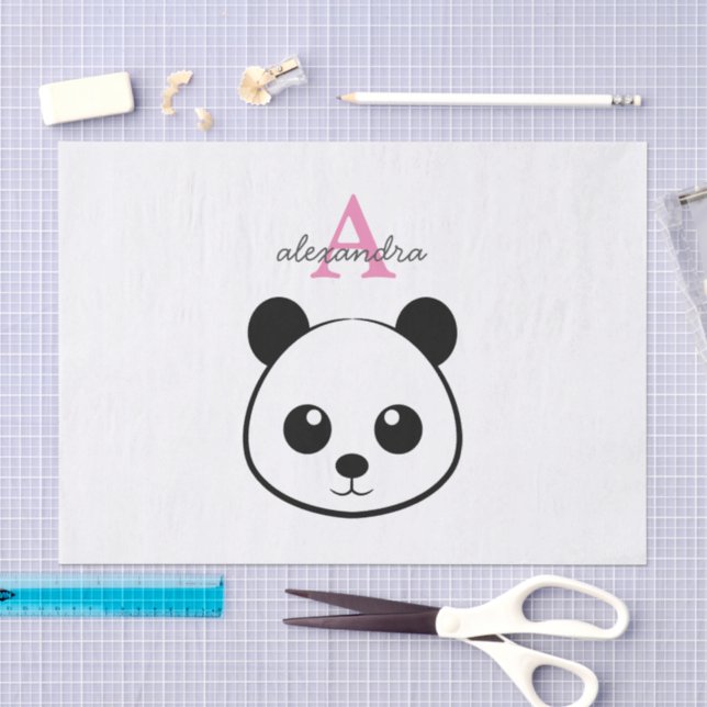 Cute Panda Bear Custom Monogram Tissue Paper  (Craft)
