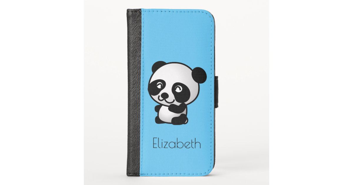 Cute Panda Bear Drawing In Black White On Blue Iphone Wallet Case Zazzle Com,Outline Mickey Mouse Outline Cartoon Characters To Draw