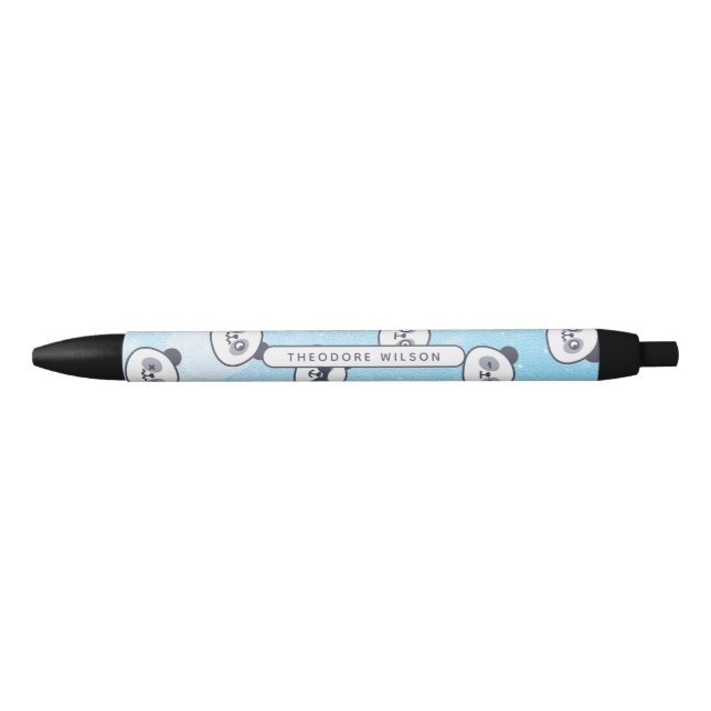 Cute Panda Bear Face Expression Script Name Pen (Front)