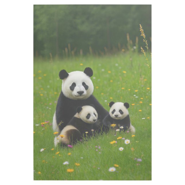 Cute Panda Bear Family - Mom and Baby Pandas in Me Gallery Wrap (Front)