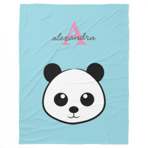 Cute Panda Bear Fleece Blanket | Personalized