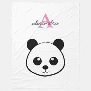 Cute Panda Bear Fleece Blanket Personalized