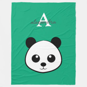 Cute Panda Bear Fleece Blanket   Personalized 