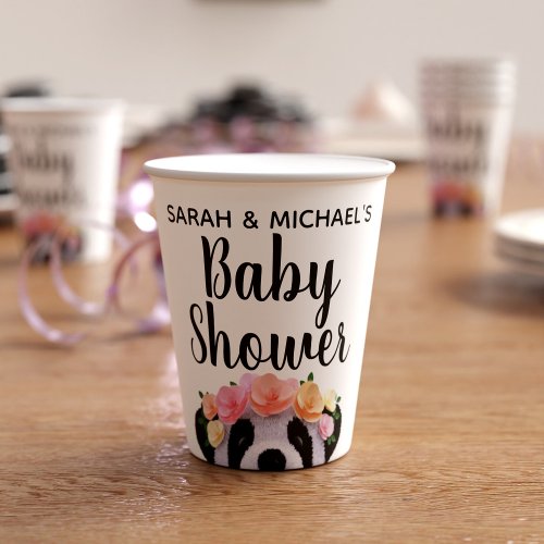 Cute Panda Bear Girl Baby Shower Paper Cups