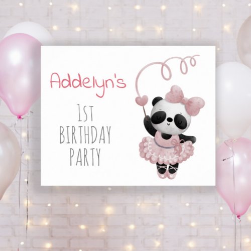 Cute Panda Bear Girls 1st Birthday  Poster