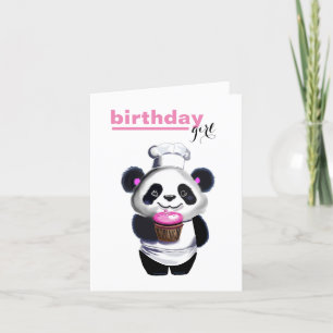 Cute Panda Bear Girl's Birthday  Holiday Card