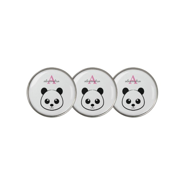 Cute Panda Bear Golf Ball Marker – Personalized (3 Up)