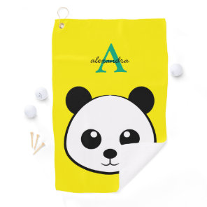 Cute Panda Bear Golf Towel | Personalized Monogram