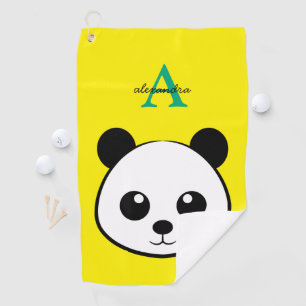 Cute Panda Bear Golf Towel   Personalized Monogram
