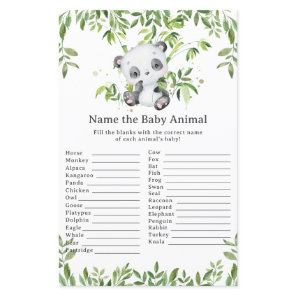 Cute Panda Bear Greenery Name Baby Animal Game