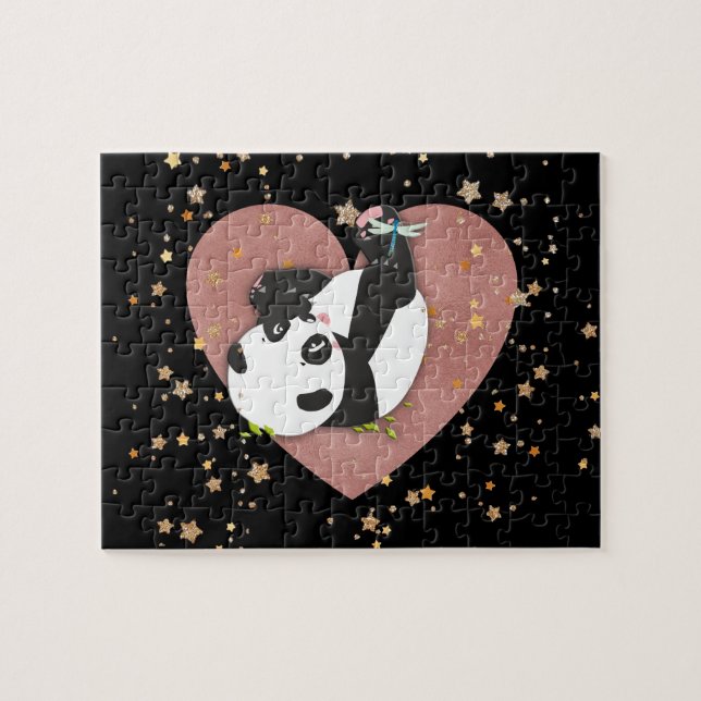 Cute Panda Bear Heart for Animal Lovers Jigsaw Puzzle (Horizontal)