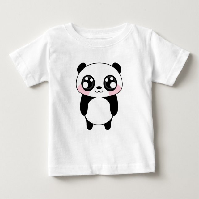 Cute Panda Bear Illustration Baby T-Shirt (Front)