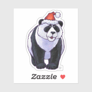Cute Panda Bear in a Santa Hat Sticker