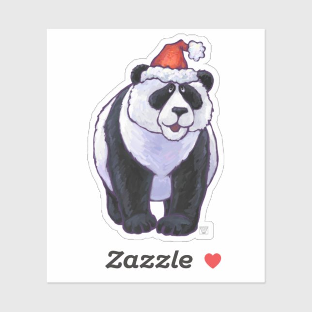 Cute Panda Bear in a Santa Hat Sticker (Sheet)