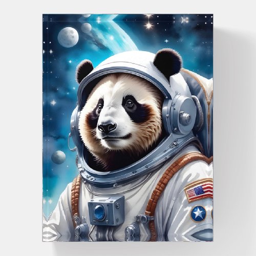 Cute Panda Bear in Astronaut Suit in Outer Space Paperweight