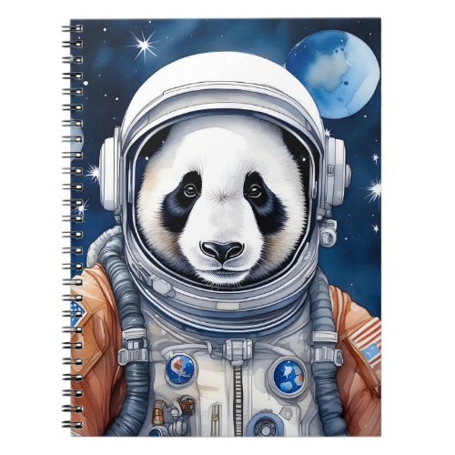 Cute Panda Bear in Astronaut Suit Outer Space Notebook