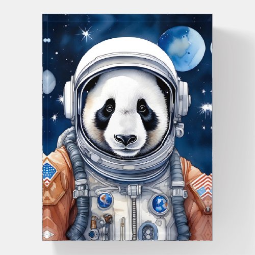 Cute Panda Bear in Astronaut Suit Outer Space Paperweight
