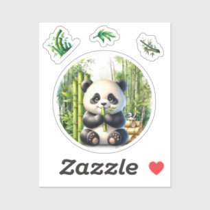 Cute Panda Bear in the Bamboo Forest Sticker
