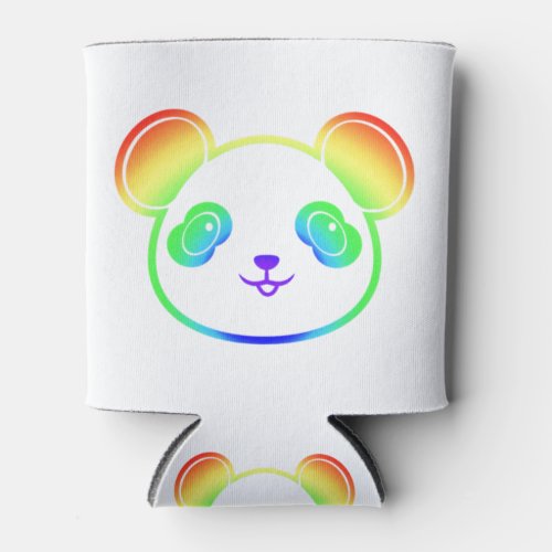 Cute Panda Bear In The Colors Of The Rainbow Can Cooler