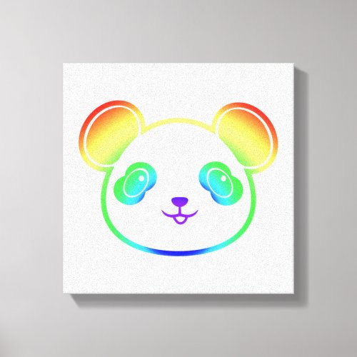 Cute Panda Bear In The Colors Of The Rainbow Canvas Print