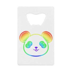Cute Panda Bear In The Colors Of The Rainbow Credit Card Bottle Opener
