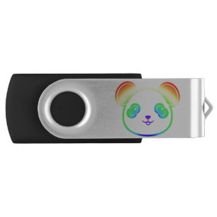 Cute Panda Bear In The Colors Of The Rainbow Flash Drive