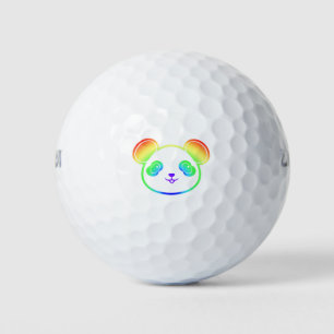 Cute Panda Bear In The Colors Of The Rainbow Golf Balls