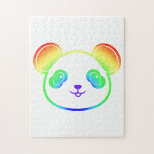 Cute Panda Bear In The Colors Of The Rainbow Jigsaw Puzzle