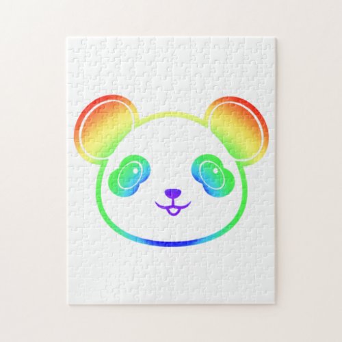 Cute Panda Bear In The Colors Of The Rainbow Jigsaw Puzzle