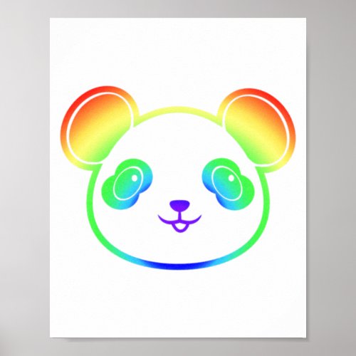 Cute Panda Bear In The Colors Of The Rainbow Poster
