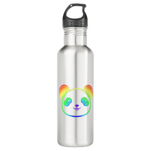 Cute Panda Bear In The Colors Of The Rainbow Stainless Steel Water Bottle
