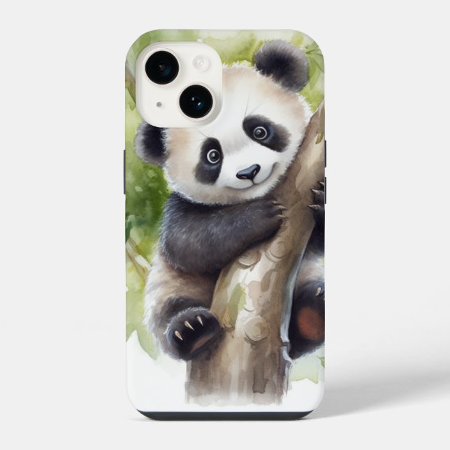 Cute Panda Bear In Tree  Iphone Case (Back)
