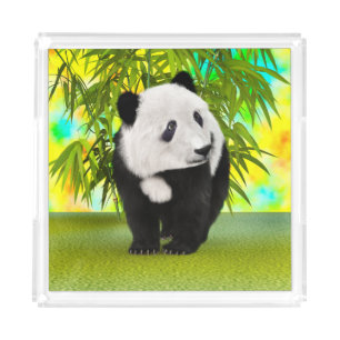 Cute Panda Bear Kawaii Animal Lover Perfect Gift Acrylic Tray