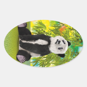 Cute Panda Bear Kawaii Animal Lover Perfect Gift Oval Sticker
