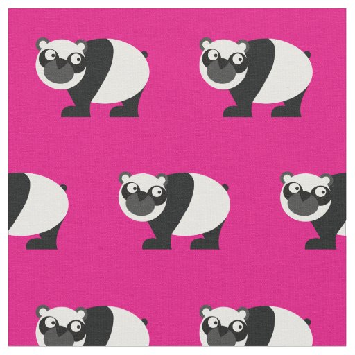 Cute Panda Bear Kid Baby Nursery Hot Pink Fabric