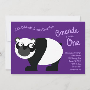 Cute Panda Bear Kids 1st Birthday Party Invitation