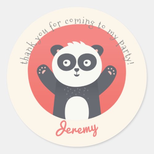 Cute Panda Bear _ Kids Birthday Thank You Classic Round Sticker