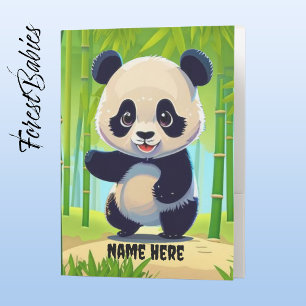 Cute Panda Bear Kids Nature Bamboo Cartoon Graphic Pocket Folder