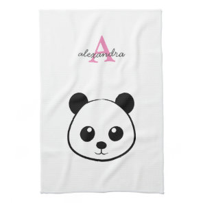 Cute Panda Bear Kitchen Towel · Custom Monogram